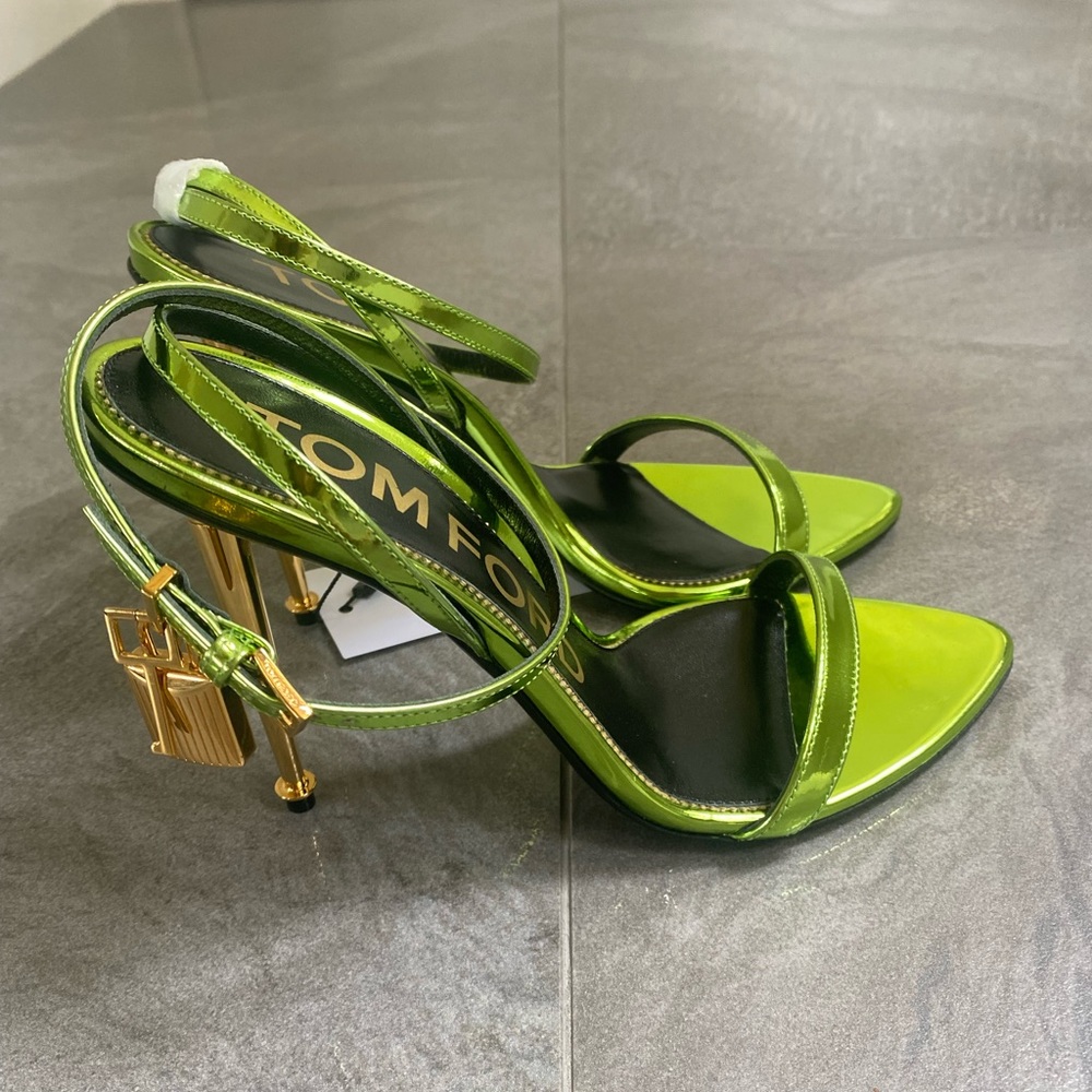 Tom Ford Metallic Lime Green Ankle-Strap Sandals - Picture 4 of 8